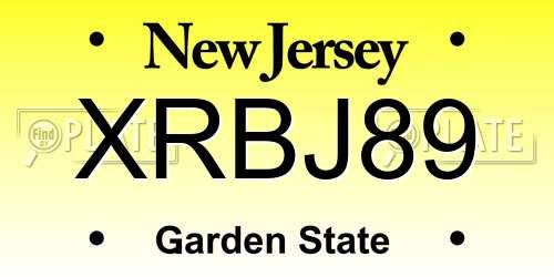 XRBJ89 New Jersey License Plate