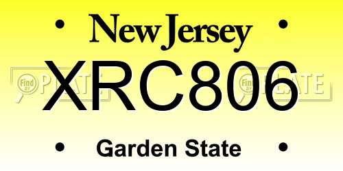 XRC806 New Jersey License Plate
