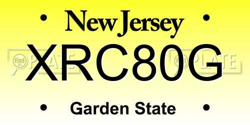 XRC80G New Jersey License Plate