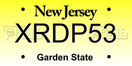 XRDP53 New Jersey License Plate