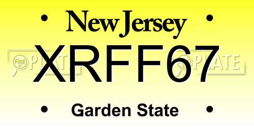 XRFF67 New Jersey License Plate