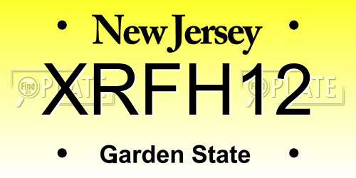 XRFH12 New Jersey License Plate