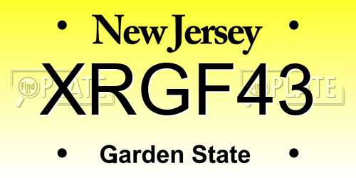 XRGF43 New Jersey License Plate