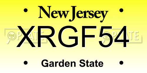 XRGF54 New Jersey License Plate