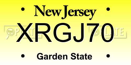 XRGJ70 New Jersey License Plate