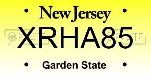 XRHA85 New Jersey License Plate