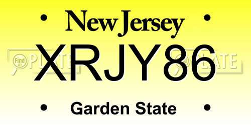 XRJY86 New Jersey License Plate