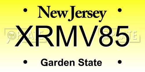 XRMV85 New Jersey License Plate