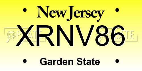 XRNV86 New Jersey License Plate
