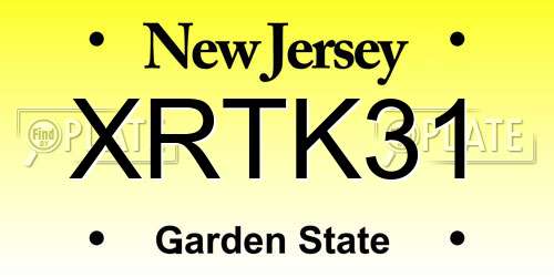 XRTK31 New Jersey License Plate
