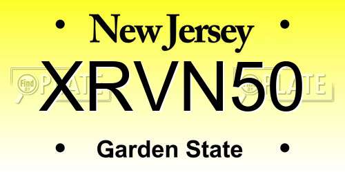 XRVN50 New Jersey License Plate