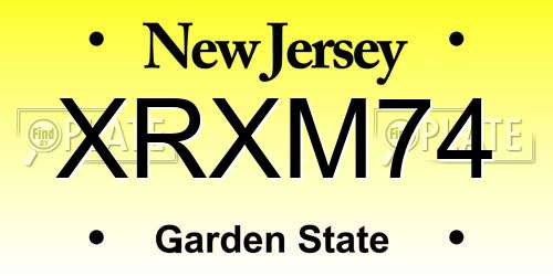 XRXM74 New Jersey License Plate