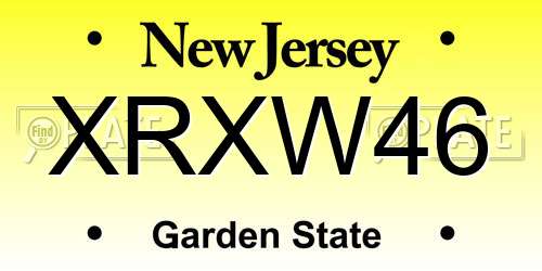 XRXW46 New Jersey License Plate