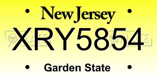 XRY5854 New Jersey License Plate