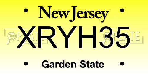 XRYH35 New Jersey License Plate