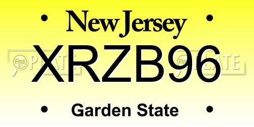 XRZB96 New Jersey License Plate