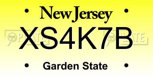 XS4K7B New Jersey License Plate