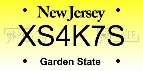 XS4K7S New Jersey License Plate