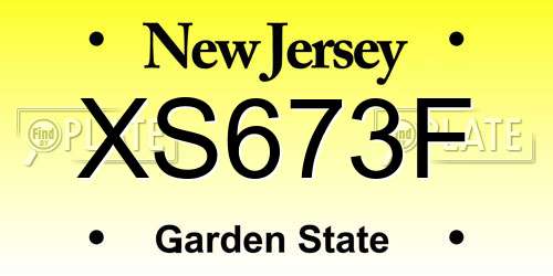 XS673F New Jersey License Plate