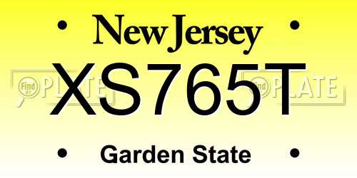 XS765T New Jersey License Plate