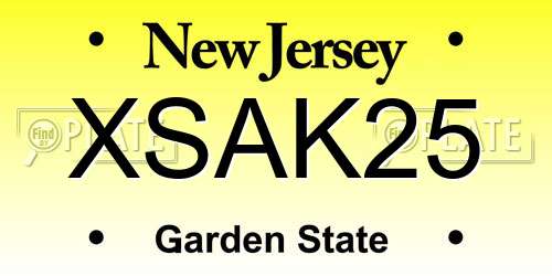 XSAK25 New Jersey License Plate
