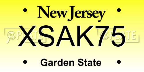 XSAK75 New Jersey License Plate