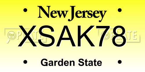 XSAK78 New Jersey License Plate