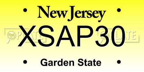 XSAP30 New Jersey License Plate