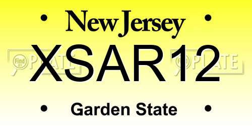 XSAR12 New Jersey License Plate