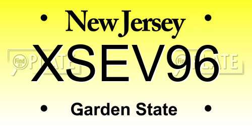 XSEV96 New Jersey License Plate