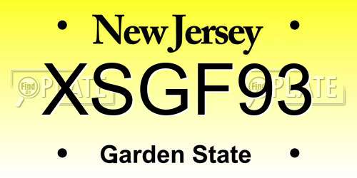 XSGF93 New Jersey License Plate