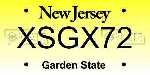 XSGX72 New Jersey License Plate