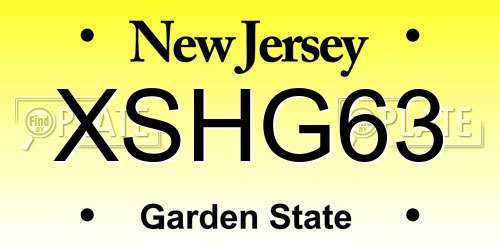XSHG63 New Jersey License Plate