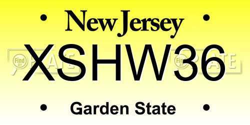 XSHW36 New Jersey License Plate