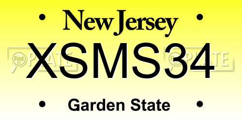 XSMS34 New Jersey License Plate