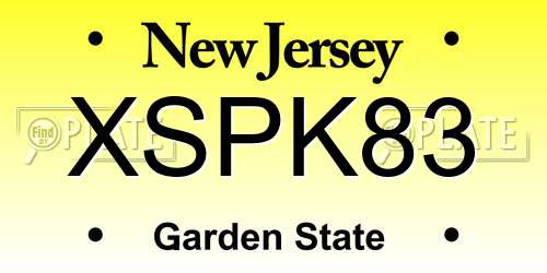 XSPK83 New Jersey License Plate