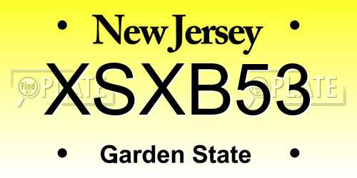 XSXB53 New Jersey License Plate