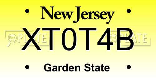 XT0T4B New Jersey License Plate