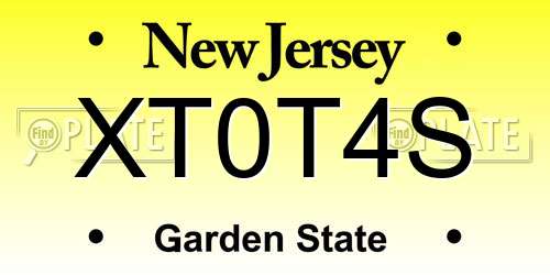 XT0T4S New Jersey License Plate