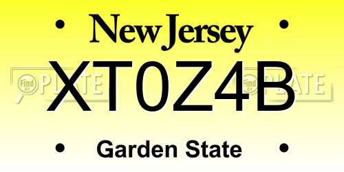 XT0Z4B New Jersey License Plate