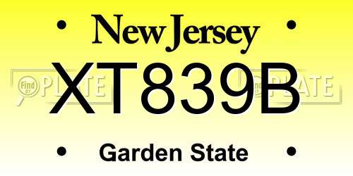 XT839B New Jersey License Plate