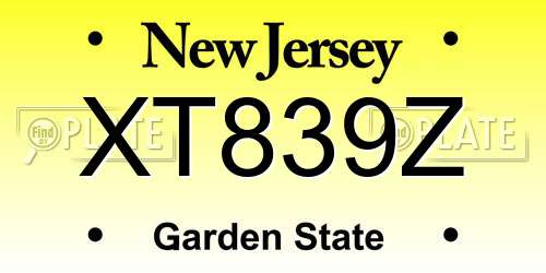 XT839Z New Jersey License Plate