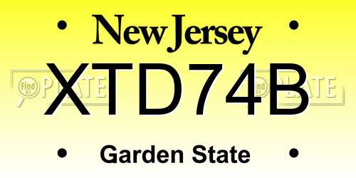 XTD74B New Jersey License Plate