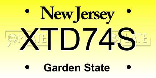 XTD74S New Jersey License Plate