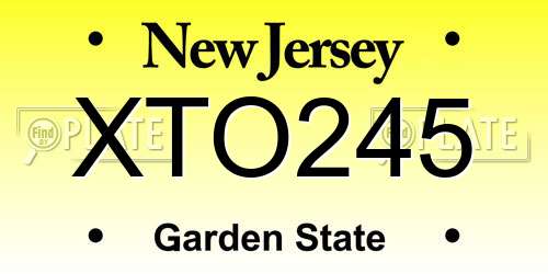 XTO245 New Jersey License Plate