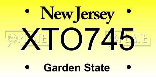 XTO745 New Jersey License Plate