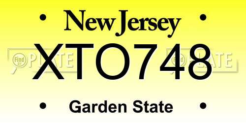 XTO748 New Jersey License Plate