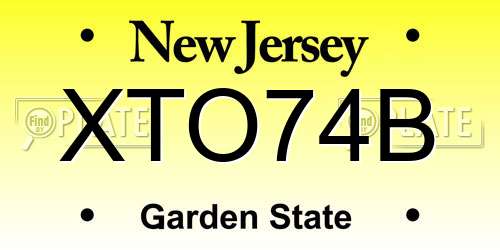 XTO74B New Jersey License Plate