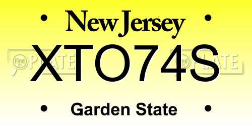 XTO74S New Jersey License Plate