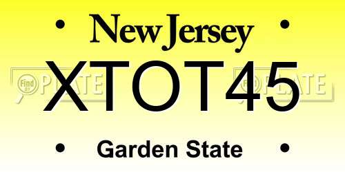 XTOT45 New Jersey License Plate